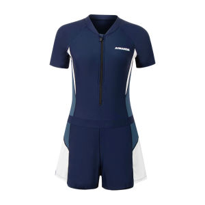 Lyseacia cỡ lỡn Thể Thao Đồ Bơi Một Mảnh Cho kéo khóa cho Nữ Tay Ngắn Lướt Sóng Đồ Bơi miếng bọt biển đồ bơi Trang Phục Cho Phụ Nữ Rashguard trang phục bơi M-5XL