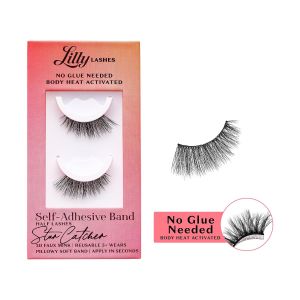 Lilly Lashes Self Adhesive Eyelashes (Half Lashes) No Lash Glue Needed Body Heat Activated Press on Lashes Reusable Self Adhesive Eyelashes Up to 5x Easy to Apply & Remove (DayDreamer)