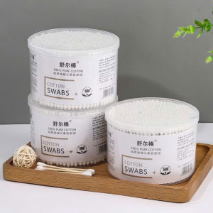 Hộp 500 tăm bông thân gỗ ngoáy tai người lớn 2 đầu tăm bông cotton mềm mại không sơ bông