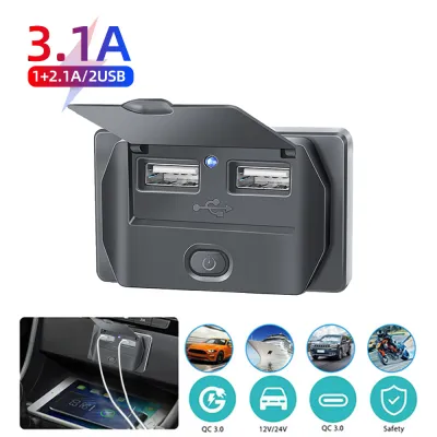 Sạc điện dùng trên xe hơi kép QC3.0 USB PD C Cổng ổ cắm sạc Bảng điều khiển với hiển thị điện áp chuyển đổi cho 12V/24V xe ô tô THUYỀN xe tải RV