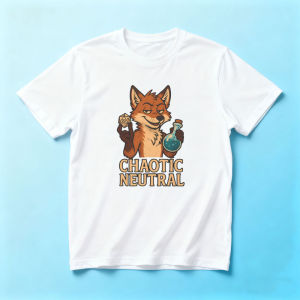 Chaotic Neutral Sly Fox D&D Tabletop Game Slogan T-Shirt Men Breathable Cotton Top Furry Fan Trendy Streetwear Fashion Blouse