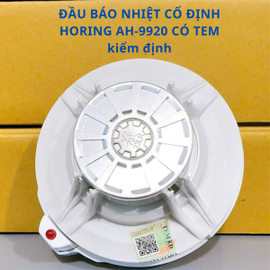 Đầu báo nhiệt cố định Horing AH-9920 có tem kiểm định chuyên dùng để kết nối với các tủ trung tâm báo cháy hệ thường