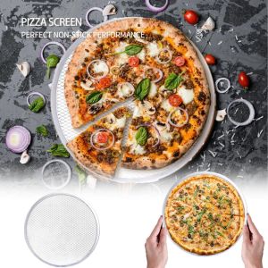 MKEB MALL Reusable Pizza Screen Non Stick Metal Net Baking Tray Mesh Net Round Pizza Pan Oven Baking
