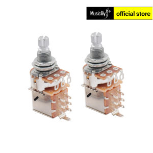 Musiclily A250K/B250K/A500K/B500K เมตริกหยาบ18-แยกหม้อเพลาผลัก/ดึงเสียง/ลิเนียร์เทปเปอร์โพเทนชิโอมิเตอร์สำหรับกีตาร์ไฟฟ้าเบส (ชุด2ชิ้น)