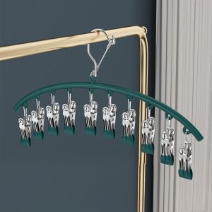 Móc Treo Quần Áo Trẻ Em Tất Vớ Living C Móc Inox 8 Kẹp 10 Kẹp Treo Khăn Chống Rơi Tiện Dụng