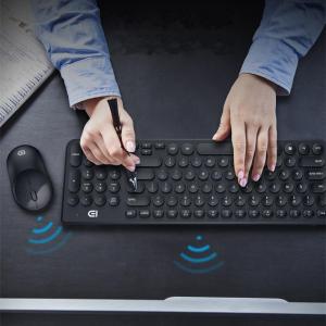 Ultra Thin 2.4GHz Round Keycap Wireless Silent Keyboard and Mouse Set Kit for Desktop