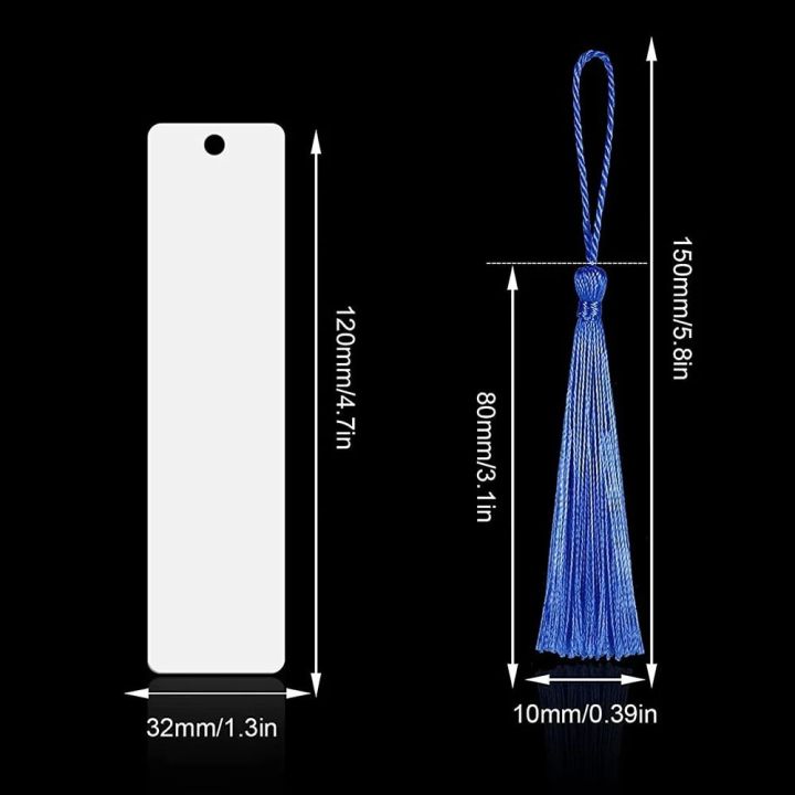 【Stylish】 10pcs Bulk Blank Sublimation Bookmark With Tassels Double