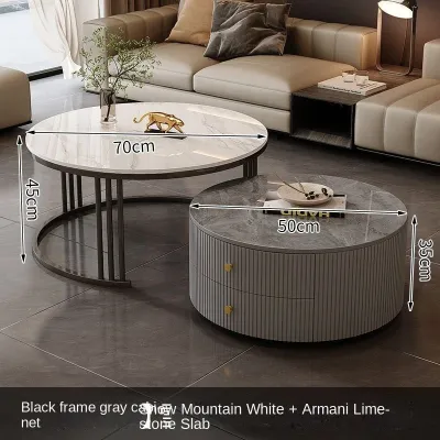Sintered Stone Coffee Table/Light Luxury Marble Coffee Table/Simple Marble Coffee Table/Round Tea Table