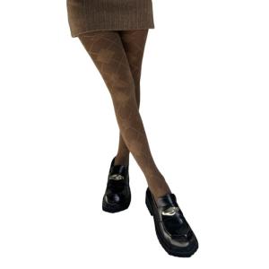 Elegant Slimming Argyle Pattern Tights Soft Cotton Womens Legwear Hosiery Solid Color Opaque Footed Pantyhose Leggings