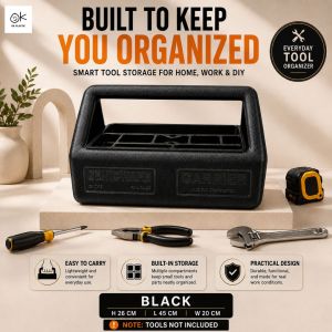 Black Toolbox Carrier Portable Tool Storage Organizer for Screwdrivers Wrench Pliers Hardware