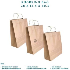 Paper Bag Kraft 28X13.5X40.5 Kantong Kertas Goodie Bag (Isi 5 Pcs--SBG5)