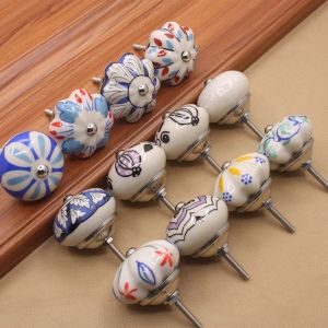 LIANG ความคิดสร้างสรรค์ เซรามิค 1 ชิ้น ตู้ รูปทรงฟักทอง โต๊ะเครื่องแป้ง ฮาร์ดแวร์เฟอร์นิเจอร์ ตู้ ที่จับดึง ลูกบิดตู้ ลูกบิดประตู ที่จับลิ้นชัก