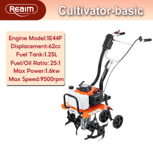 REAIM 7.5HP 52CC Gasoline Tiller Cultivator Multi-Function Rotary Micro Tiller for Farm Garden Soil Plowing & Tilling