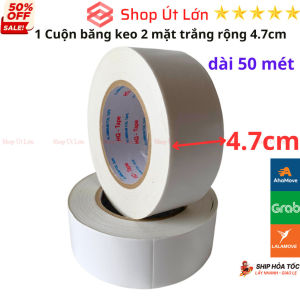 1 Cuộn băng keo 2 mặt trắng rộng 4.7cm dài 50 mét lõi giấy 3mm- Shop Út Lớn