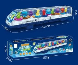 MDL TOYS Childrens electric universal transparent gear music light electric ocean train toy