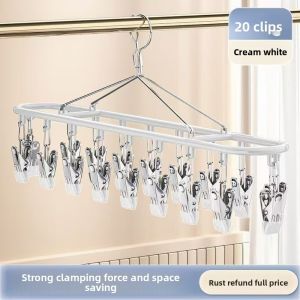 SZXBOGS Thiết kế không nhãn hiệu Giá phơi quần áo Thép không gỉ Dung lượng 20 clip Giá để tất Bền bỉ Chống gió Kẹp quần áo Phơi khô ban công 