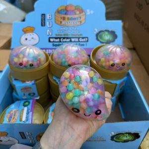 GONOVO squishy dumpling Rainbow Bead Dumpling Squishy Realistic Bun with Steamer Squishy Dumpling Creative Pinch Sensory Fidget Ball Kids Adults