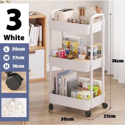 PATTERN 100% Full Steel Metal Trolley | 3 Tier Trolley Multifunction Storage Rack | Kitchen Rack | Troli