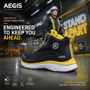 AEGIS Mid-cut Comfort Safety Shoes EN ISO 20345 | BOA One-Spin Lock | Composite Toe Cap | Anti-Slip Outsole | Singapore Local Stock | Free Delivery