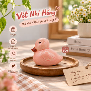 Trang trí sân vườn - Vịt nhí hồng đang ngồi cao 5cm - VITNHIHONGNGOI1