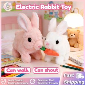 Interactive Electric Plush Rabbit Toy Walks Barks Realistic Animated Bunny for Toddlers Kids Gift
