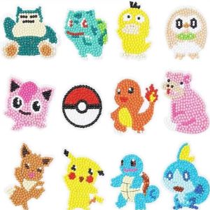 ✨💖💎 [MANY DESIGN] Pokemon ENGLISH PACK Magic DIY Beans Art l Bean Beads Craft Kit l Stickers l Paw Patrol Frozen Superhero Super Mario Spiderman Baby Shark Princess Fortune Cat Dinosaur Animal l Kids Children Toy l l Christmas Gifts