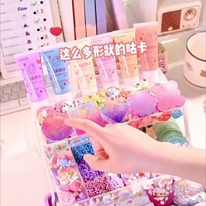 CuddleCove Guka Keychain Diy Cream Glue Sticker Craft Set Non Toxic Safe Materials Rich Assorted Accessories