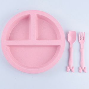BABYSTEPS Set Pinggan Wheat Straw Plate Set Dinner Set Baby Plate Set Kids Plate Pinggan Baby Baby Food Plate Set Spoon