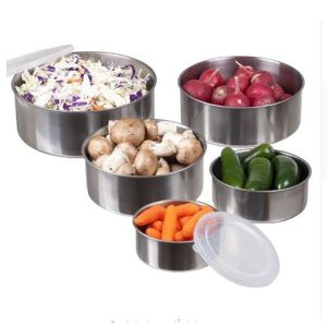 Set 5 bát inox đựng thực phẩm đủ size kèm nắp đậy