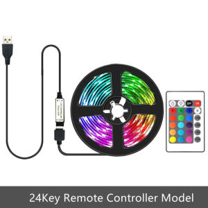 Dải Đèn LED RGB Với Điều Khiển Từ Xa 24 Phím Đèn Nền TV Biến Đổi Màu SMD 5050 Bộ Nguồn USB Dải Linh Hoạt 30LED/MDc5V 2M