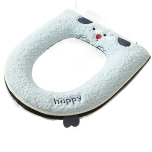 SIDSI with Zipper Winter Toilet Seat Cover Waterproof Plush Toilet Cover Gasket Warm Handle Toilet Cushion Cover Bathroom