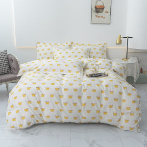 JanieHome Full garterize Double Queen King Super 4in1 Bedsheet HighQuality Bedding Set Duvet Cover