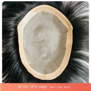 3 #  NPU Edge Hand Woven Durable Men Toupee Breathable Male Wigs 100% Human Hair Systems Natural Wig 6" Hair Invisible Hairline Replacement Natural Looking Straight