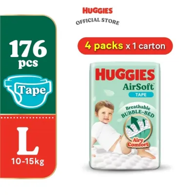 Huggies AirSoft L Size Unisex Disposable Diapers 10-15kg 176pcs Multipack