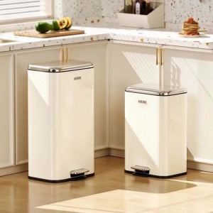 xpkQ Minimalist Luxury Pedal Trash Can Stainless Silent Close Odor Locking Double Bin Waste Bins Living Room Household Cleaning Tools 9Y3K6