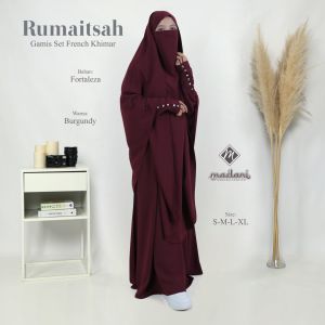 Abaya Rumaitsah Set French Khimar Burgundy