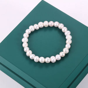 Jewelry wholesale 7mm Nearly round baroque freshwater pearl bracelets and bangles for women suitable for stall sales and live streaming product selection
