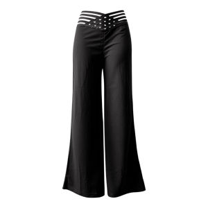 Elegant High Waist Flared Women Pants Office Casual Crisscross Sheer Mesh Patch Mesh Patch Casual Trousers Women Clothes