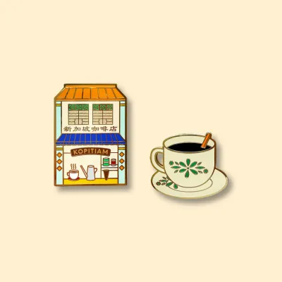 Singapore Gift Souvenir Magnet (Set of 2) – chicken rice / soy milk / kopi / teh / laksa / ice cream / soy sauce / Hawker