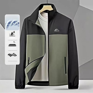 เสื้อแจ็คเก็ตทรงหลวมกันน้ำและกันรอยเปื้อนสําหรับผู้ชาย เสื้อแจ็คเก็ตคอปกบางฤดูใบไม้ผลิและฤดูใบไม้ร่วง