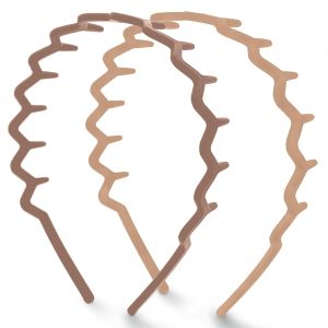 Bộ băng đô họa tiết zigzag Kitsch dành cho nữ - màu đen và màu rùa gồm 2 chiếc.    Phụ kiện thời trang cho kiểu tóc búi cao    Băng đô lượn sóng thoải mái    Băng đô cài tóc có răng lược