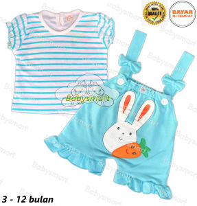 Babysmart - Setelan Baju Anak/Bayi Perempuan Cewek model Jumper/Romper/Hansop motif RABBIT LITTLE SNI umur 3-12 bulan