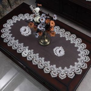 PHANT Vintage Oval Lace Tablecloth Flower Embroidery Dacron Tea Table Cover Lace Table Runner Oil Proof Coffee Table Placemat  Room