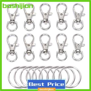 bashijian 50Pcs Metal Swivel Lobster Clasps Clips Hook with Key Ring DIY Jewelry Craft