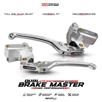 MOKOTO ELITE DUAL BRAKE MASTER CNC ALLOY 17MM UNIVERSAL HIGH PERFORMANCE DUAL TANK BRAKE MASTER FOR MOTORCYCLE