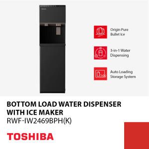 Toshiba Japandi Bottom Load Water Dispenser with Ice Maker (Black and White)