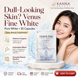 Venus Fine Pure White 4in1 500mg Glutathione & Collagen- For Whitening and Glowing Skin 30 Capsules