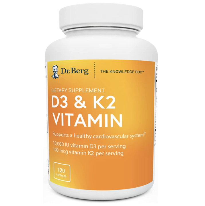 Dr. Berg's D3 & K2 Vitamin -10,000 IU of Vitamin D3 & 100 mcg of ...