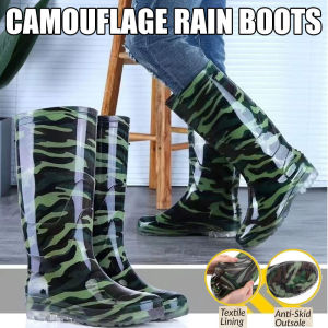 Camouflage Rain Boots Army Green Waterproof Rain Shoes Kasut Getah Banjir Hujan Kasut Sawah Bendang Mesin Rumput