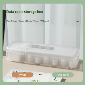 QIHUISHI Hộp đựng có nắp bộ Kẹp giữ dây Cáp bàn và ngăn để Cáp sạc và phụ kiện-Thiết kế tối giản hiện đại